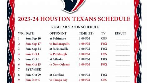 Houston Texans playoff schedule